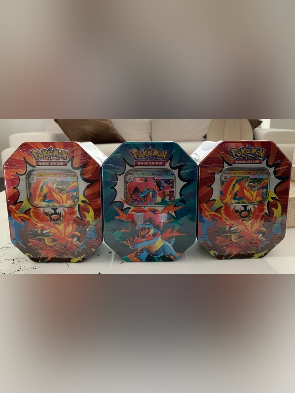LOT OF 3 Pokémon TCG Mega Evolutions Ascended Heroes Tins NEW Sealed Cards